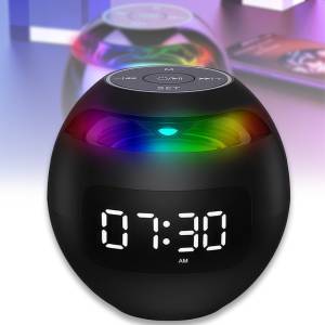 Музыкальная колонка Bluetooth с часами, радио и RGB подсветкой Kimiso KMS-K12 Черная