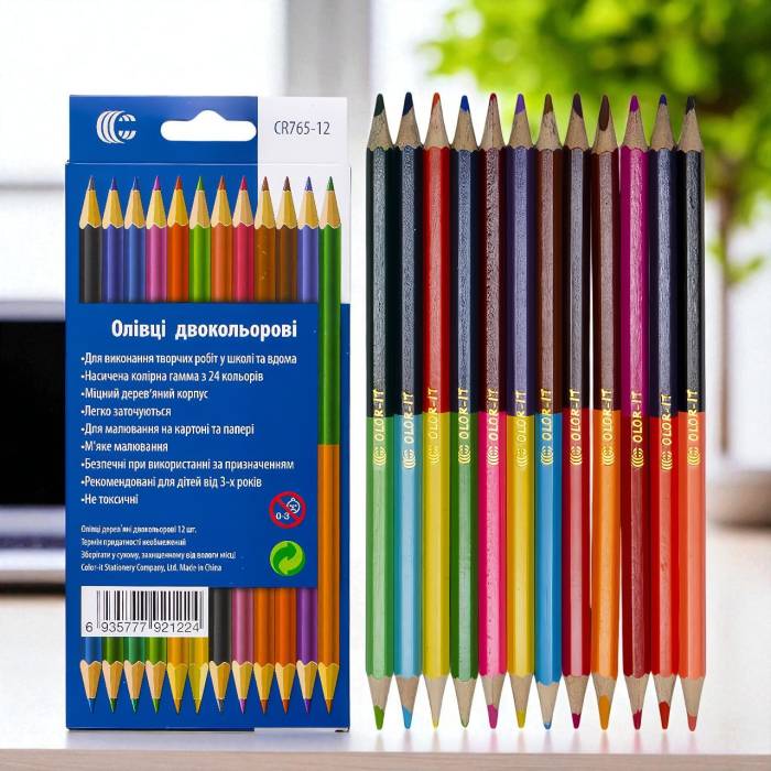 Набор двусторонних цветных карандашей на 24 цвета CR12/24 "Two-color" Упаковка 12 шт.