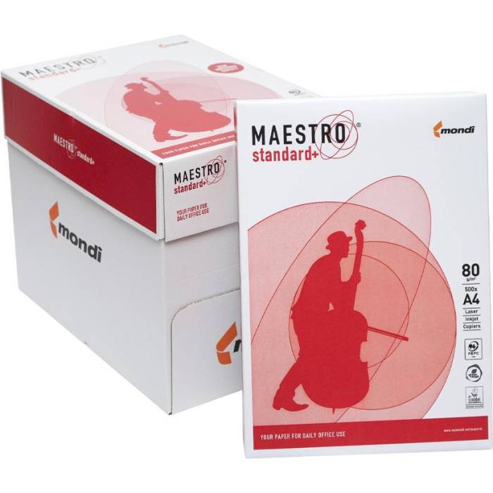 Офісний папір для лазерних принтерів та ксероксу 80г/м² Maestro A4 Standard+ 500 аркушів за 1 упаковку