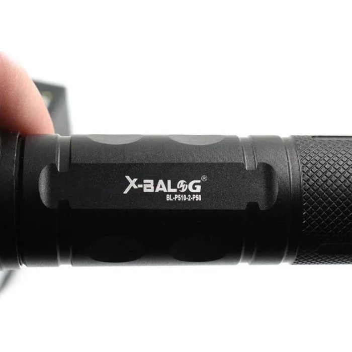 Акумуляторний ліхтарик ручний X-balog BL-P510-2-P50 Світлодіодний ліхтарик Чорний