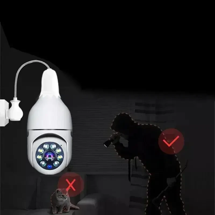 Панорамна камера з датчиком руху WIFI в патрон Е27 PTZ Bulb Camera V380 Камера відеоспостереження в патрон