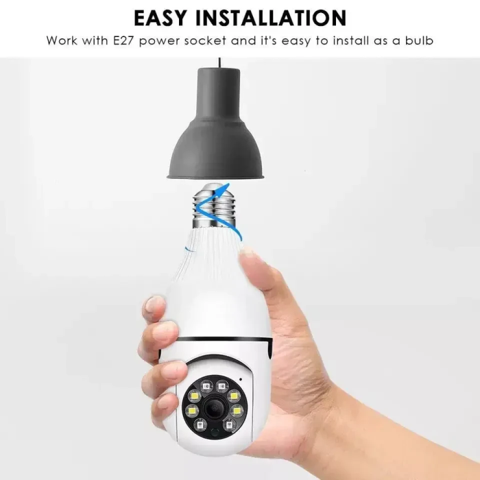Панорамна камера з датчиком руху WIFI в патрон Е27 PTZ Bulb Camera V380 Камера відеоспостереження в патрон