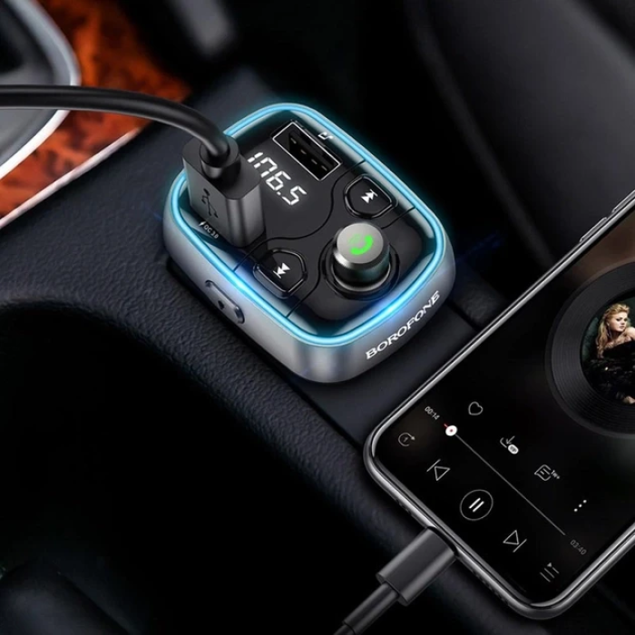 Автомобільний FM-модулятор з функцією швидкого заряджання Borofone BC32 з 2 USB