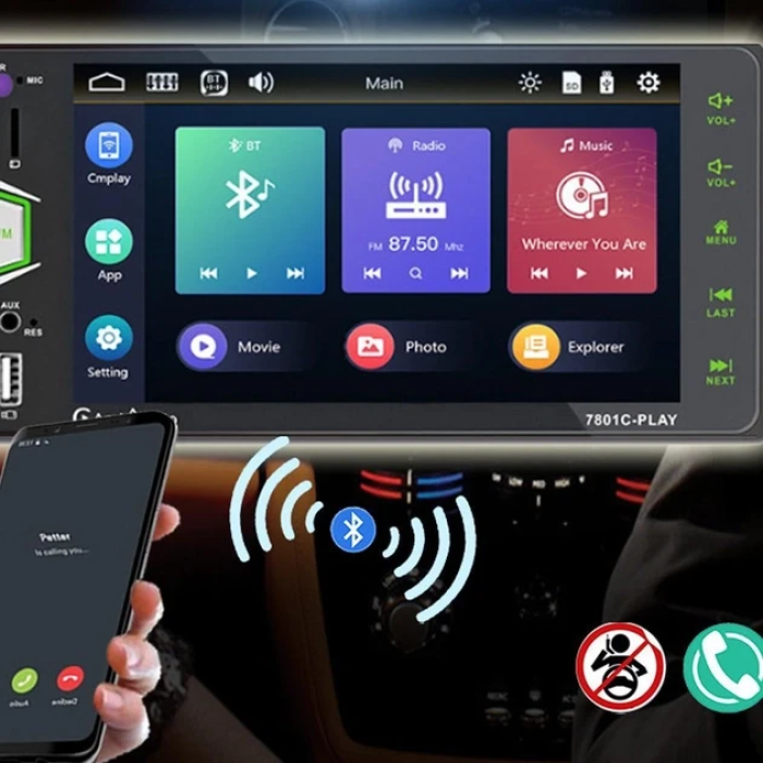 Автомагнітола з HD дисплеєм 7" на Android CML-PLAY 7801C 2DIN Магнітола для авто з дисплеєм