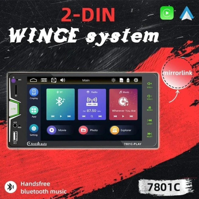 Автомагнітола з HD дисплеєм 7" на Android CML-PLAY 7801C 2DIN Магнітола для авто з дисплеєм