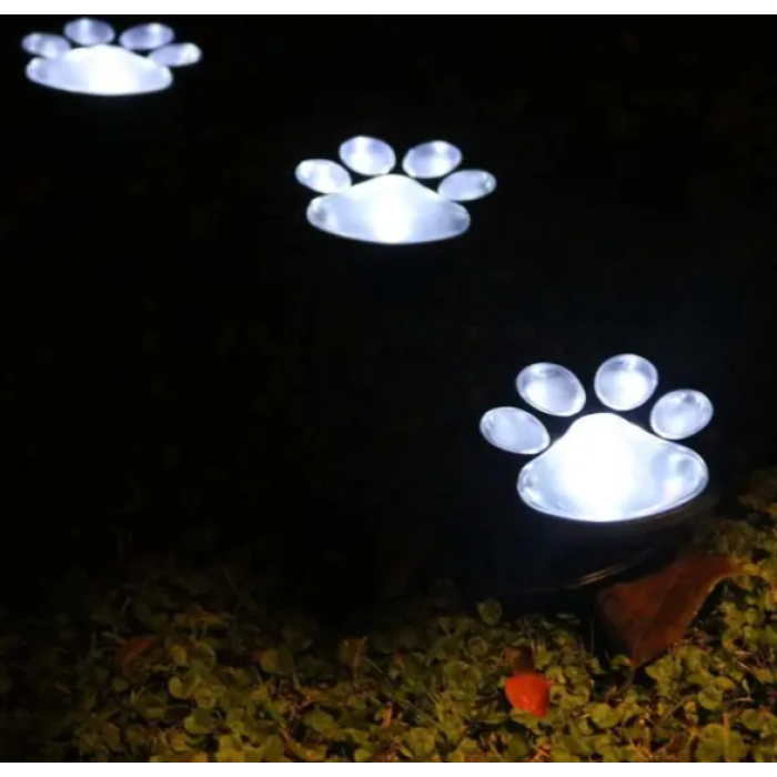 Автономний вуличний світильник у грунт на сонячній батареї Solar Paw Print Lights Світильник у формі слідів