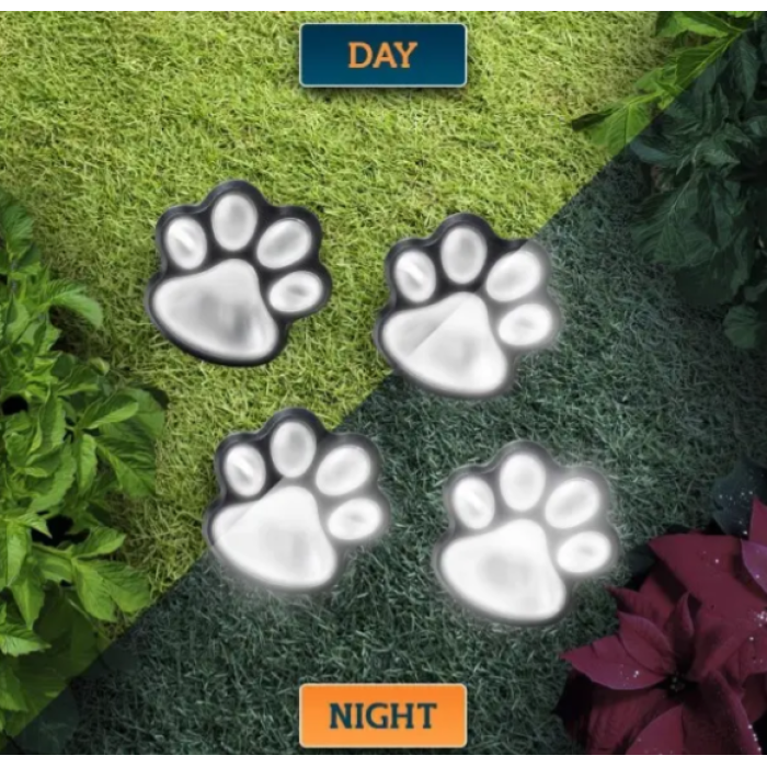 Автономний вуличний світильник у грунт на сонячній батареї Solar Paw Print Lights Світильник у формі слідів
