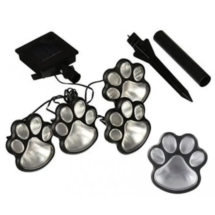 Автономний вуличний світильник у грунт на сонячній батареї Solar Paw Print Lights Світильник у формі слідів