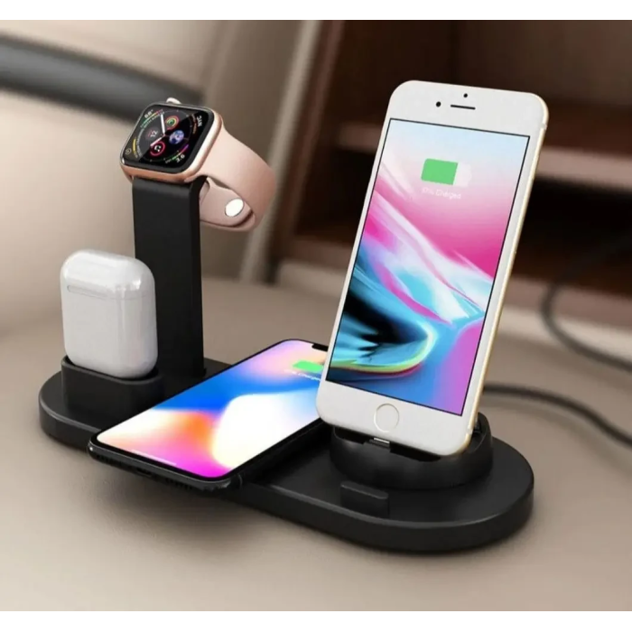 Бездротова зарядна станція 5 в 1 для iOS та Android Wireless charger Мультифункціональний девайс для заряджання