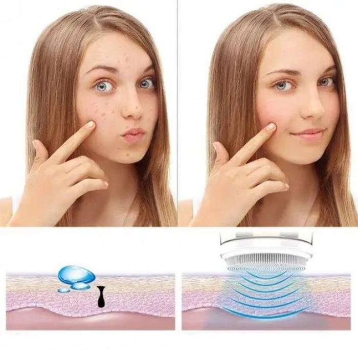 Очищувальна масажна щітка для обличчя Sonic Facial Cleansing Brush LT-606 з трьома насадками