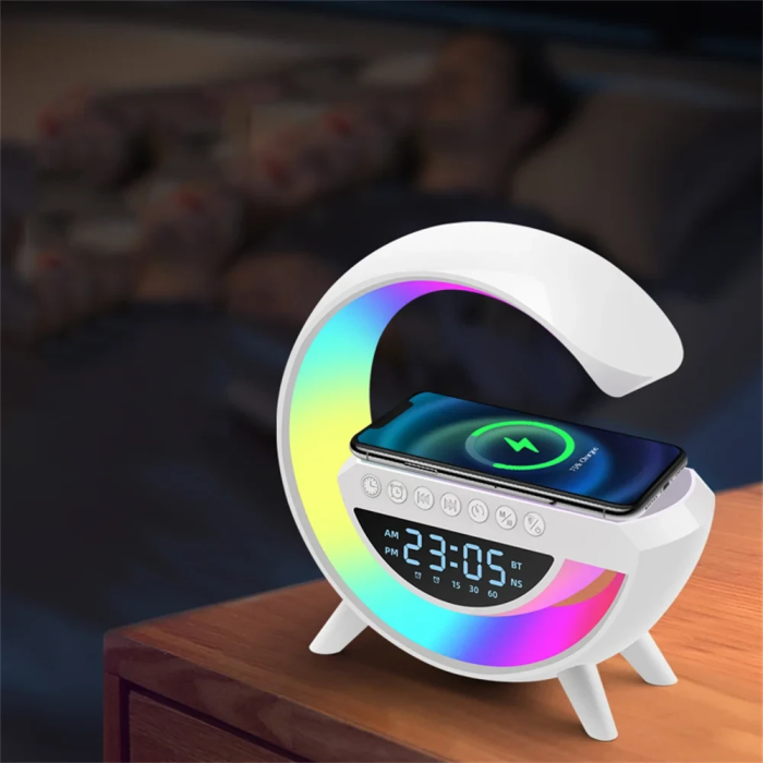 Настільна смарт лампа-нічник з бездротовою зарядкою та Bluetooth-колонкою G-SmartLED RGB Night Light КР-3401