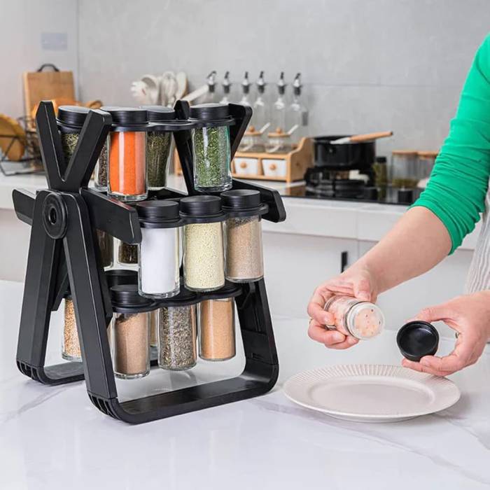 Карусель для спецій 18 баночок на підставці, що крутиться, на 360° Spice Rack Чорний