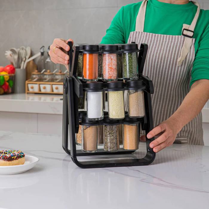 Карусель для спецій 18 баночок на підставці, що крутиться, на 360° Spice Rack Чорний