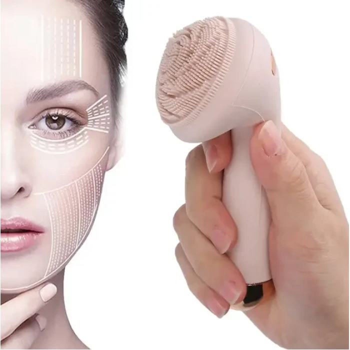 Силіконова щітка масажер для обличчя Flawless Cleanse Масажна щітка для чищення обличчя Рожева