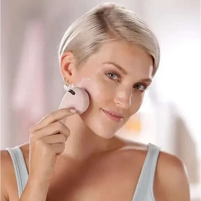 Силіконова щітка масажер для обличчя Flawless Cleanse Масажна щітка для чищення обличчя Рожева