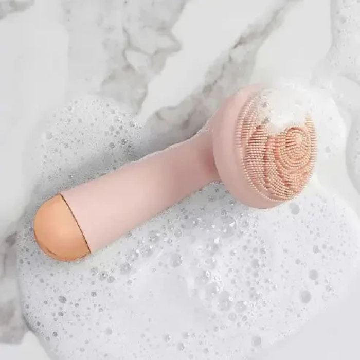 Силіконова щітка масажер для обличчя Flawless Cleanse Масажна щітка для чищення обличчя Рожева