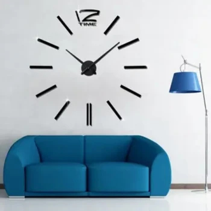 Большие настенные 3D часы DIY Clock Зеркальные настенные часы с стрелками Черного цвета