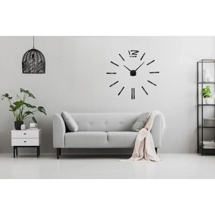 Большие настенные 3D часы DIY Clock Зеркальные настенные часы с стрелками Черного цвета