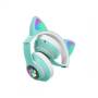 Наушники детские беспроводные Bluetooth с FM-радио Cat Ear AKS-28 LED Кошачьи ушки с подсветкой Бирюзовый