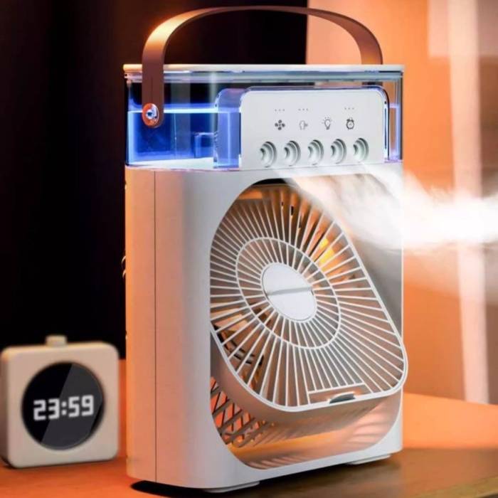 Портативный мини-кондиционер на 600 мл с подсветкой 7 цветов и таймеров Mini Air Conditioner Белый
