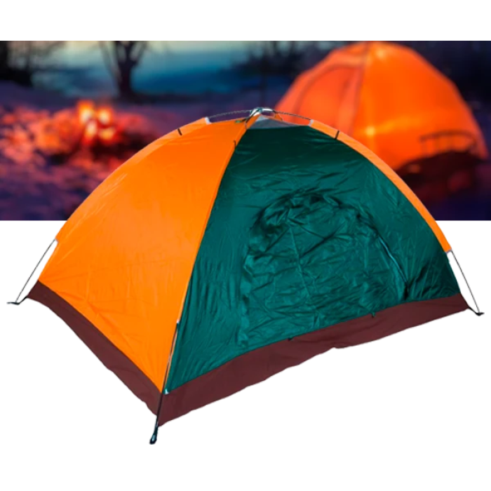 Намет туристичний 4-місний 2x2 м Easy-Camp Намет з москітною сіткою Зелено-оранжева