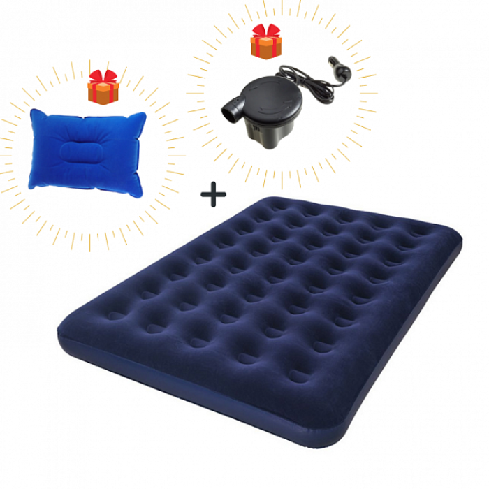 Матрац надувний двомісний Avenli Flocked Air Bed Twin 191х99х22 см Синій