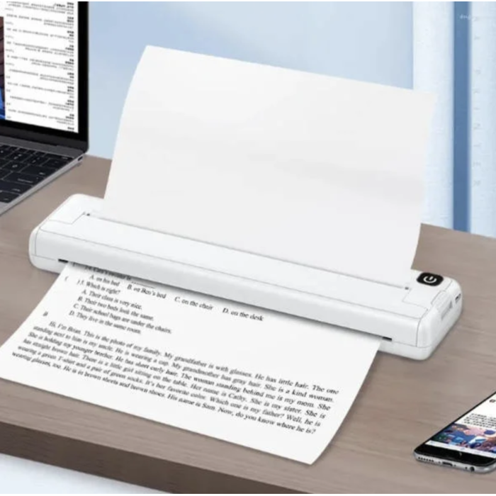Портативный термопринтер на бумаге формата A4 Bluetooth-совместимый Portable Thermal Printer Белый