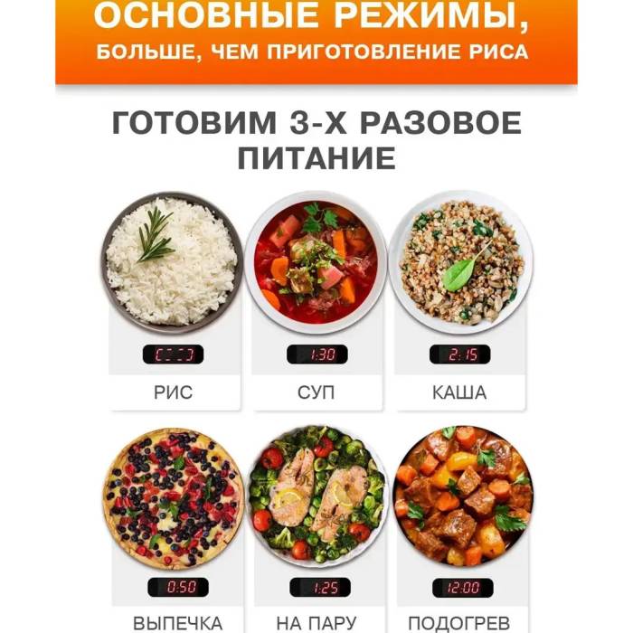 Автомобільна мультиварка на 1.3 літра від прикурювача 12-24 В Сірий Мультиварка для дальнобійника