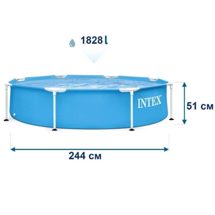 Каркасний басейн Intex 28205 на 1828л 244х244х51см Для дітей та дорослих