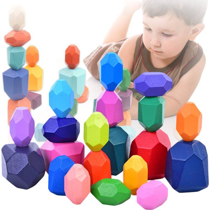 Деревянная японская игра Баланс из 20 цветных камней Tree Toys MD 2916 Пирамида из камушков