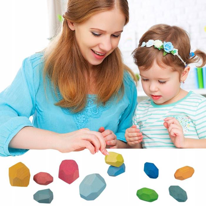 Деревянная японская игра Баланс из 20 цветных камней Tree Toys MD 2916 Пирамида из камушков