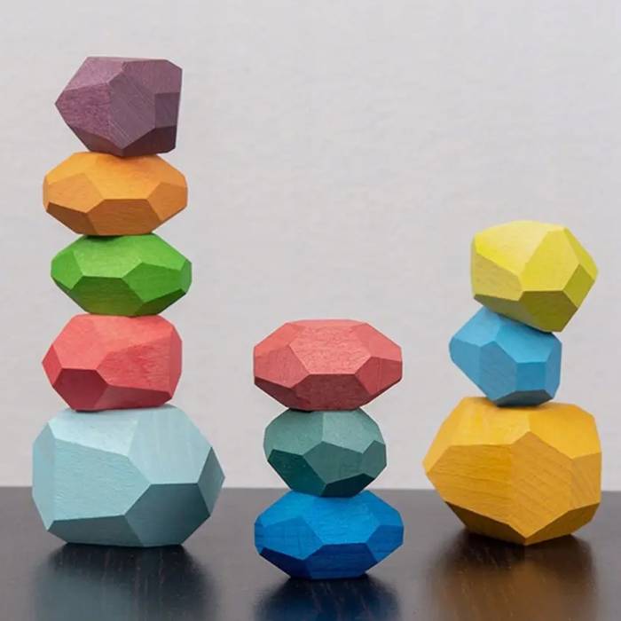 Деревянная японская игра Баланс из 20 цветных камней Tree Toys MD 2916 Пирамида из камушков