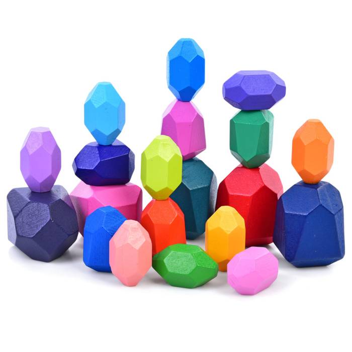 Деревянная японская игра Баланс из 20 цветных камней Tree Toys MD 2916 Пирамида из камушков
