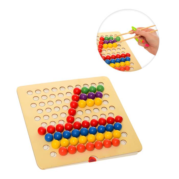 Деревянная мозаика с 4 двухсторонними карточками Веселые прятки 2 в 1 Tree Toys MD 2467