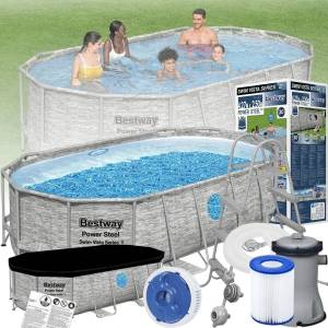 Сімейний овальний каркасний басейн Bestway 56716 549х274х122 см з фільтром та сходами на 13420 л