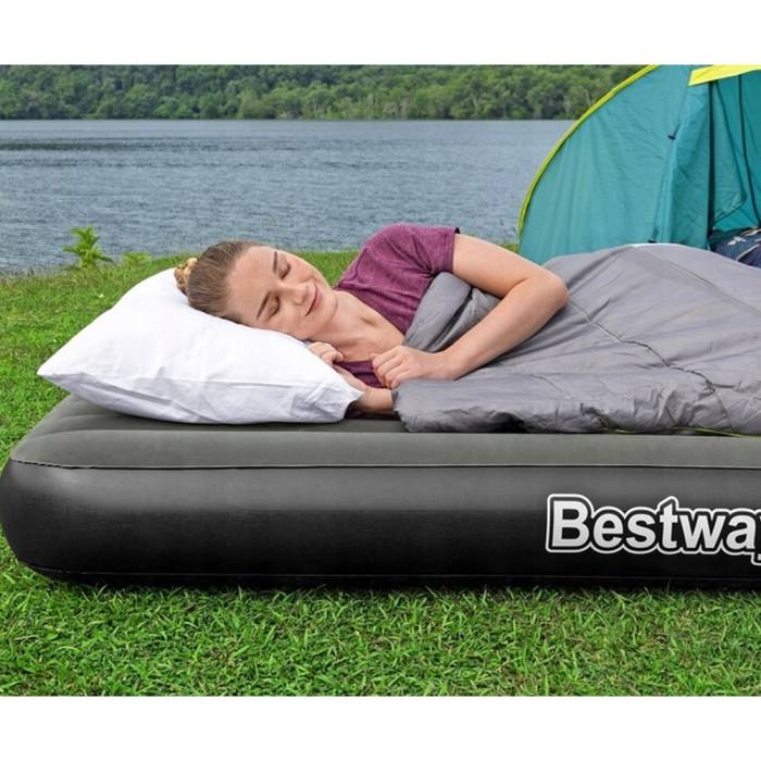 Надувной одноместный велюровый матрас 185 x 76 x 25 см без насоса Bestway 6713K Серый