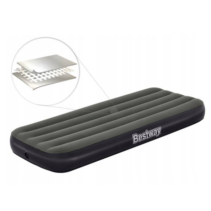 Надувной одноместный велюровый матрас 185 x 76 x 25 см без насоса Bestway 6713K Серый
