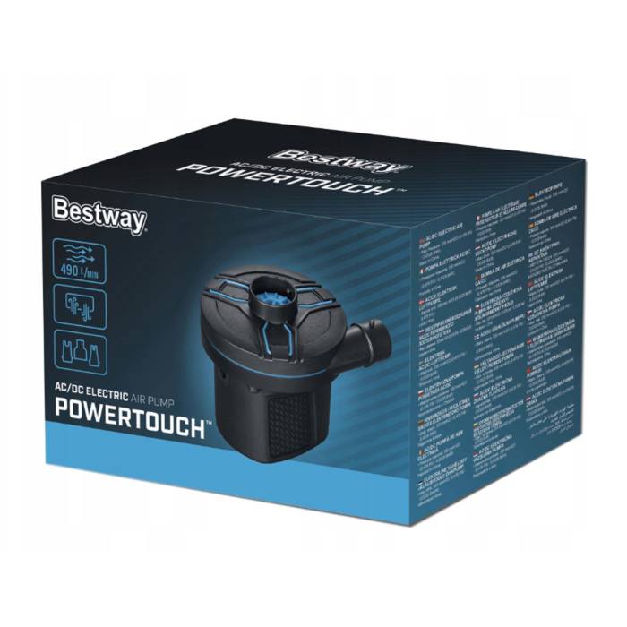 Насос електричний на 220V та від прикурювача 12V 490 л/хв Bestway 62255 З 3 насадками для надувних виробів