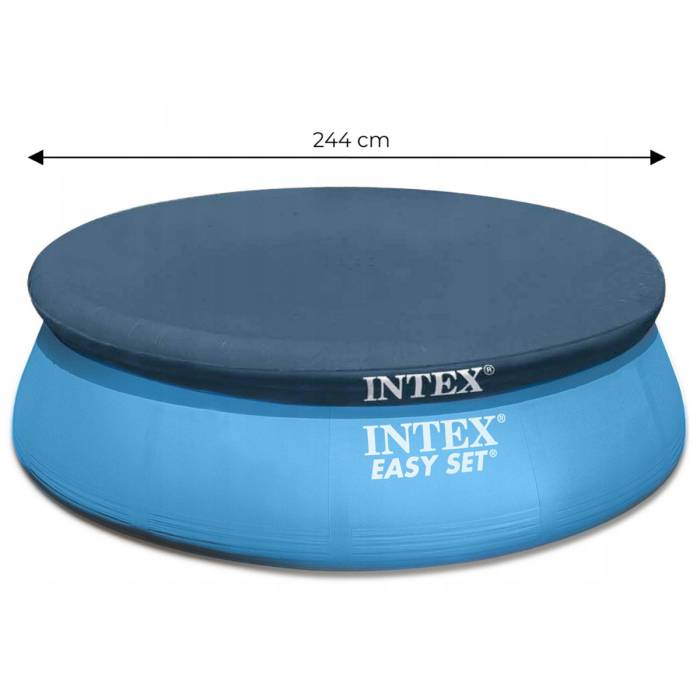 Захисний тент для круглого басейну з фіксуючим шнуром 244 см Intex 28020 Синій