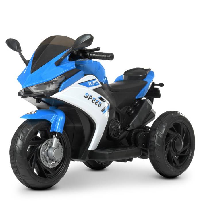 Дитячий триколісний мотоцикл на акумуляторі Yamaha з музикою та світловими ефектами Bambi M 4622-4 Синій
