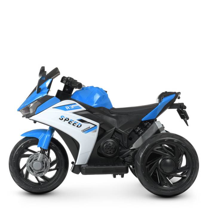 Дитячий триколісний мотоцикл на акумуляторі Yamaha з музикою та світловими ефектами Bambi M 4622-4 Синій
