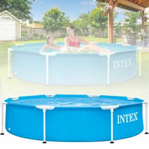 Каркасний круглий басейн Intex 28205 на 1828 л для заміського будинку 244 х 244 х 51 см Синій