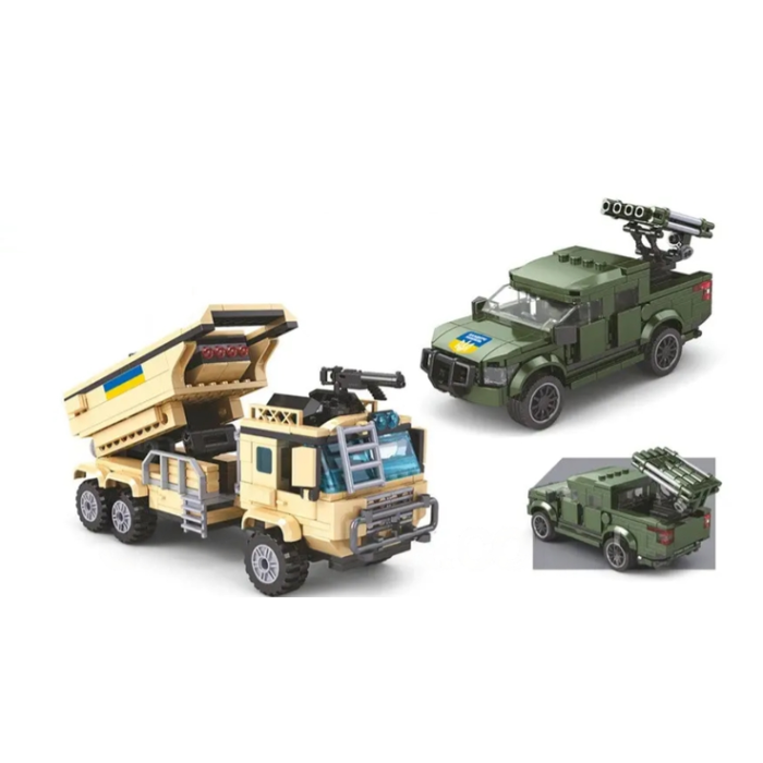 Детский конструктор Военная техника ВСУ Limo Toy KB 1106 Реактивная артиллерийская система и Бандеромобиль