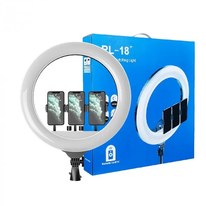 Кільцева LED-лампа RL-18 45 см на 3 кріпленнями з пультом