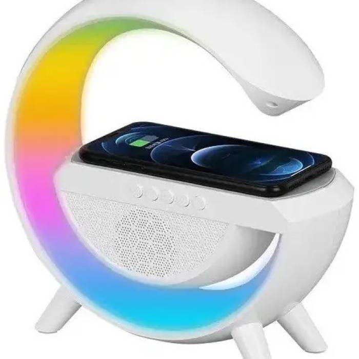 Колонка Світлодіодний Світильник з Bluetooth та Бездротовою Зарядкою та Музикою Білий