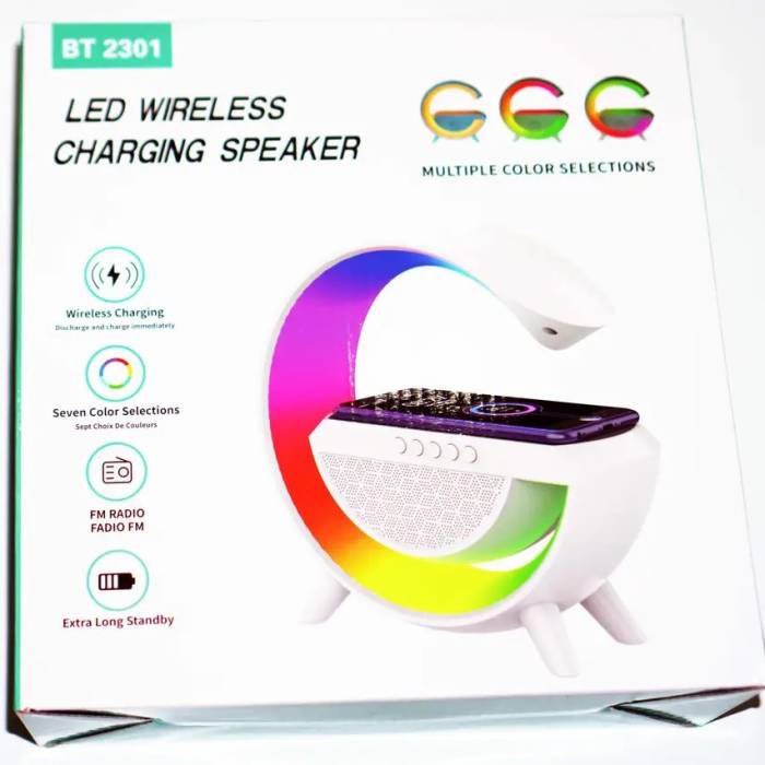 Колонка Світлодіодний Світильник з Bluetooth та Бездротовою Зарядкою та Музикою Білий