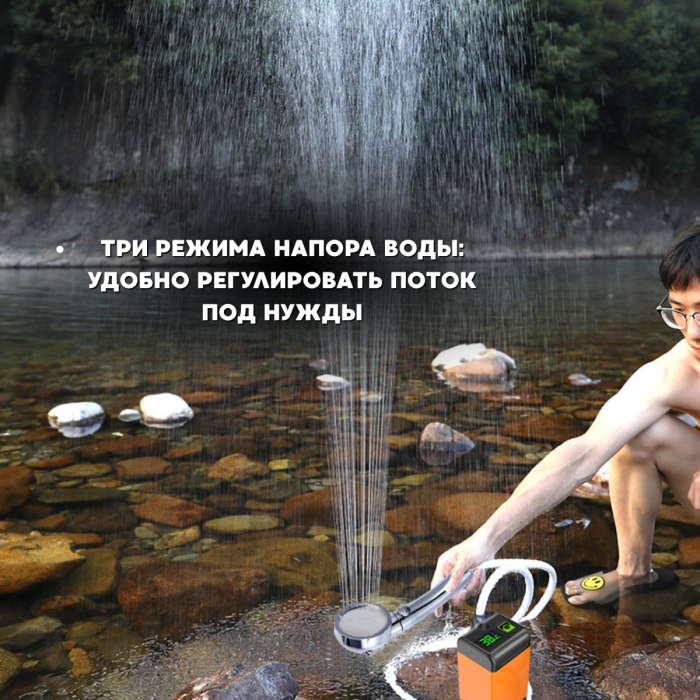 Портативний душ 3.7 В з дисплеєм температури, фільтром та регулюванням напору