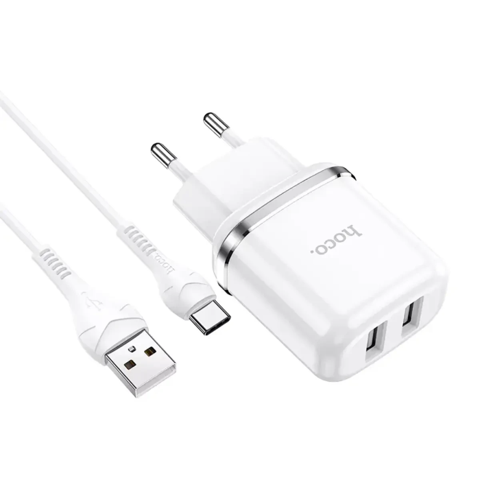 Зарядное устройство 220В USBx2 с кабелем USB - Type-C Hoco N4 Aspiring
