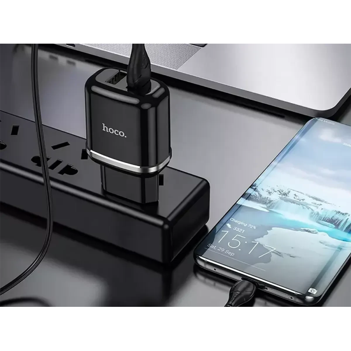 Зарядное устройство 220В USBx2 с кабелем USB - Type-C Hoco N4 Aspiring