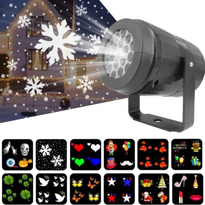 Вуличний різдвяний світлодіодний проектор LED Projection Lamp HA-98 Різдвяний проектор 16 візерунків